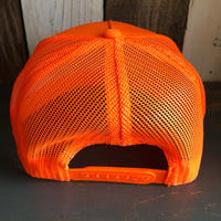Hermosa Beach LIFEGUARD TOWER - 5 Panel Mid Profile Mesh Back Trucker Hat - Neon Orange