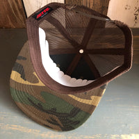 Hermosa Beach THE NEW STYLE Camouflage 6 Panel Mid Profile Mesh Back Snapback Trucker Hat - Dark Green/Brown/Dark Brown