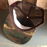 Hermosa Beach HERMOSA AVE Camouflage 6 Panel Mid Profile Mesh Back Snapback Trucker Hat - Dark Green/Brown/Dark Brown