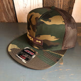 Hermosa Beach HERMOSA AVE Camouflage 6 Panel Mid Profile Mesh Back Snapback Trucker Hat - Dark Green/Brown/Dark Brown