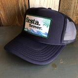 Hermosa Beach FIESTA FOREVER High Crown Trucker Hat - Navy