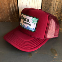 Hermosa Beach FIESTA FOREVER High Crown Trucker Hat - Burgundy Maroon