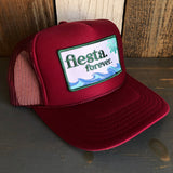Hermosa Beach FIESTA FOREVER High Crown Trucker Hat - Burgundy Maroon