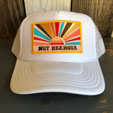 Hermosa Beach MUY HERMOSA High Crown Trucker Hat - White