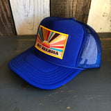 Hermosa Beach MUY HERMOSA High Crown Trucker Hat - Royal Blue (Curved Brim)