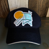 Hermosa Beach LIFEGUARD TOWER - 6 Panel Low Profile Style Dad Hat with Velcro Closure - Navy/Navy/Khaki