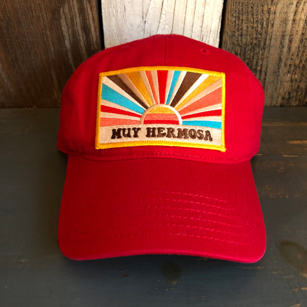 Hermosa Beach MUY HERMOSA 6 Panel Low Profile Style Dad Hat - Red