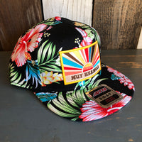 Hermosa Beach MUY HERMOSA Hawaiian Pattern 6 Panel Mid Profile Snapback Hat - A ‘o ia (Flat Brim)