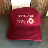 Hermosa Beach WELCOME SIGN 6 Panel Low Profile Style Dad Hat - Maroon