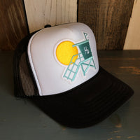 Hermosa Beach LIFEGUARD TOWER Trucker Hat - Black/White/Black
