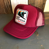 SURF HERMOSA BEACH :: OPEN DAILY High Crown Trucker Hat - Burgundy Maroon