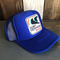 SURF HERMOSA :: OPEN DAILY High Crown Trucker Hat - Royal Blue (Curved Brim)