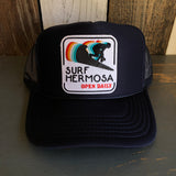 SURF HERMOSA BEACH :: OPEN DAILY High Crown Trucker Hat - Navy