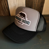 Hermosa Beach SURFING GRIZZLY BEAR Trucker Hat - Black/Grey/Black