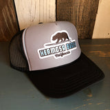 Hermosa Beach SURFING GRIZZLY BEAR Trucker Hat - Black/Grey/Black