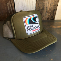 SURF HERMOSA :: OPEN DAILY High Crown Trucker Hat - Olive