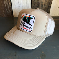 SURF HERMOSA :: OPEN DAILY High Crown Trucker Hat (Khaki)