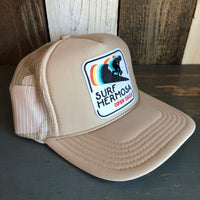 SURF HERMOSA :: OPEN DAILY High Crown Trucker Hat (Khaki)