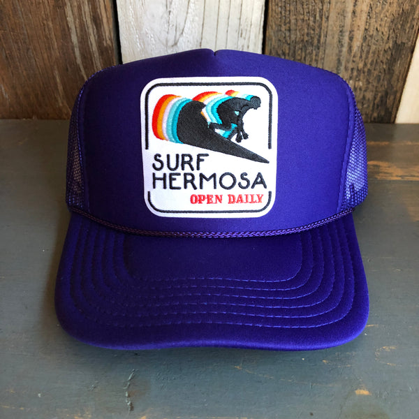 SURF HERMOSA :: OPEN DAILY High Crown Trucker Hat - Purple
