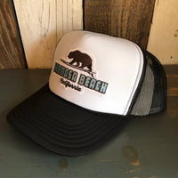Hermosa Beach SURFING GRIZZLY BEAR Trucker Hat - Black/White/Black