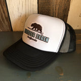 Hermosa Beach SURFING GRIZZLY BEAR Trucker Hat - Black/White/Black