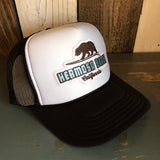 Hermosa Beach SURFING GRIZZLY BEAR Trucker Hat - Black/White/Black