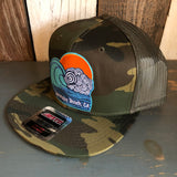 Hermosa Beach TUBULAR Camouflage 6 Panel Mid Crown Mesh Back Snapback Trucker Hat - Dark Green/Brown