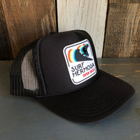 SURF HERMOSA :: OPEN DAILY High Crown Trucker Hat - Black (Curved Brim)