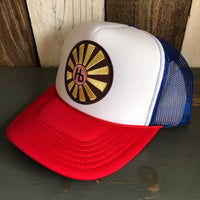 Hermosa Beach SUNBEAMS Trucker Hat - Red/White/Royal Blue
