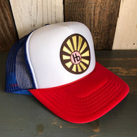 Hermosa Beach SUNBEAMS Trucker Hat - Red/White/Royal Blue