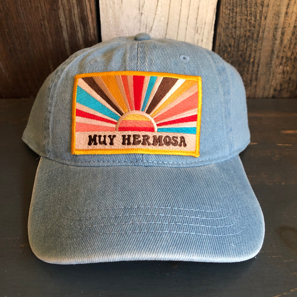 Hermosa Beach MUY HERMOSA 6 Panel Low Profile Style Dad Hat - Light Blue Denim
