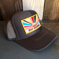 Hermosa Beach MUY HERMOSA High Crown Trucker Hat - Charcoal (Curved Brim)