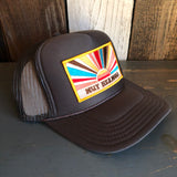 Hermosa Beach MUY HERMOSA High Crown Trucker Hat - Charcoal (Curved Brim)