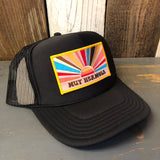 Hermosa Beach MUY HERMOSA High Crown Trucker Hat - Black (Curved Brim)