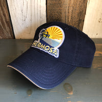 Hermosa Beach FIESTA - 6 Panel Low Profile Style Dad Hat with Velcro Closure - Navy/Navy/Khaki