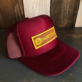 Hermosa Beach AS REAL AS THE STREETS High Crown Trucker Hat - Burgundy Maroon