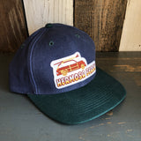 Hermosa Beach WOODIE - 6 Panel Low Profile Baseball Cap with Adjustable Strap with Press Buckle - Navy/Dark Green