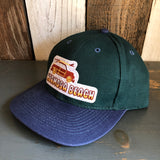 Hermosa Beach WOODIE - 6 Panel Low Profile Baseball Cap with Adjustable Strap with Press Buckle - Dark Green/Navy