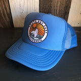 Hermosa Beach SOUTH BAY SURF (Multi Colored Patch) High Crown Trucker Hat - Col. Blue
