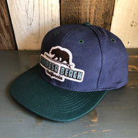 Hermosa Beach SURFING GRIZZLY BEAR - 6 Panel Low Profile Baseball Cap with Adjustable Strap with Press Buckle - Navy/Dark Green