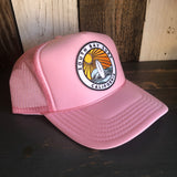 Hermosa Beach SOUTH BAY SURF (Multi Colored Patch) High Crown Trucker Hat - Pink