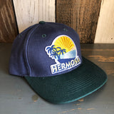 Hermosa Beach FIESTA - 6 Panel Low Profile Baseball Cap with Adjustable Strap with Press Buckle - Navy/Dark Green