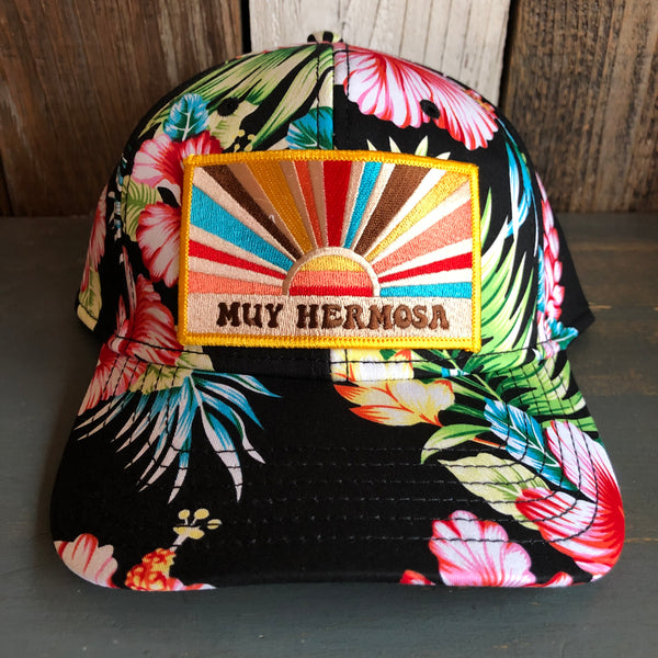 Hermosa Beach MUY HERMOSA Hawaiian Pattern 6 Panel Low Profile Baseball Cap - A ‘o ia (Curved Brim)
