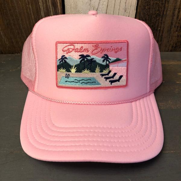 PALM SPRINGS, CALIFORNIA High Crown Trucker Hat - Pink