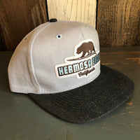 Hermosa Beach SURFING GRIZZLY BEAR 6 Panel Mid Profile Baseball Cap - Brushed Bull Denim