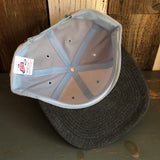 Hermosa Beach SURFING GRIZZLY BEAR 6 Panel Mid Profile Baseball Cap - Brushed Bull Denim