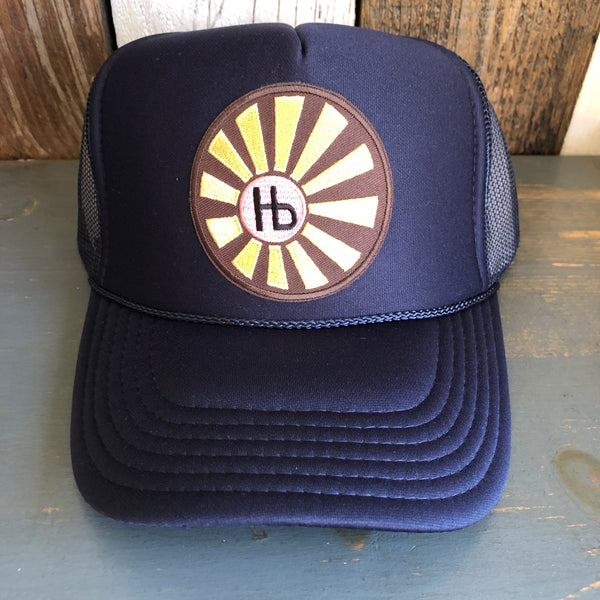 Hermosa Beach SUNBEAMS High Crown Trucker Hat - Navy
