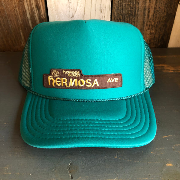 Hermosa Beach HERMOSA AVE High Crown Trucker Hat - Jade Green