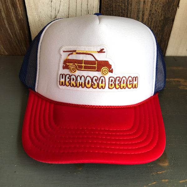 Hermosa Beach WOODIE Trucker Hat - Red/White/Royal Blue