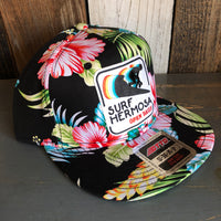 SURF HERMOSA :: OPEN DAILY Hawaiian Pattern 6 Panel Mid Profile Snapback Hat - A ‘o ia (Flat Brim)